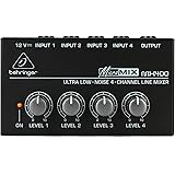 Behringer MICROMIX MX400 Ultra Low-Noise 4-Channel Line Mixer, Black