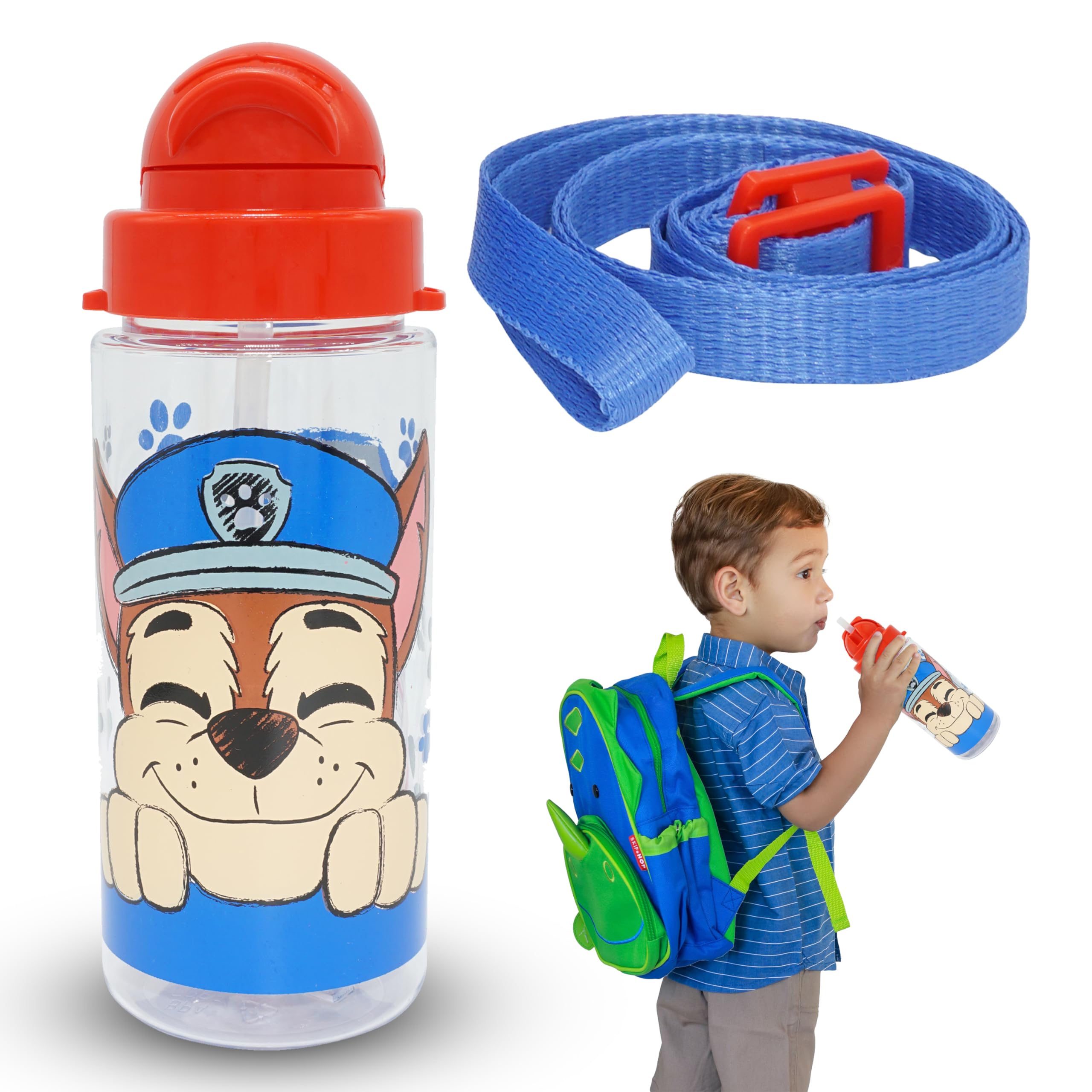 Paw Patrol Water Bottle for Kids, 500ml Tritan Bottle with Strap, Summer Drinking Bottle with Straw and Durable Leak-Proof, BPA-Free, Perfect for School Travel 3+ Years — image 1