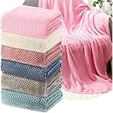 Buryeah 6 Pcs Flannel Soft Throw Blanket Bulk Large 3D Waffle Textured Faux Fur Throw Fleece Blanket 50 x 60 Inches No Shedding No Pilling Lightweight Blankets for Bedroom Couch Sofa (Fresh)