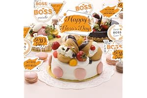 FSHANEE Happy Boss’s Day Party Supplies Cake Cupcake Toppers 7 Styles Best Boss Ever Party Supplies Cupcake Picks Decorations for Boss’s Birthday Party Favors, Set of 37