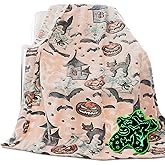 UOFON Halloween Pumpkin Blanket Kids Glow in The Dark Blanket Black Cat Halloween Decor Gifts for Women Boys Girls 50"x60"