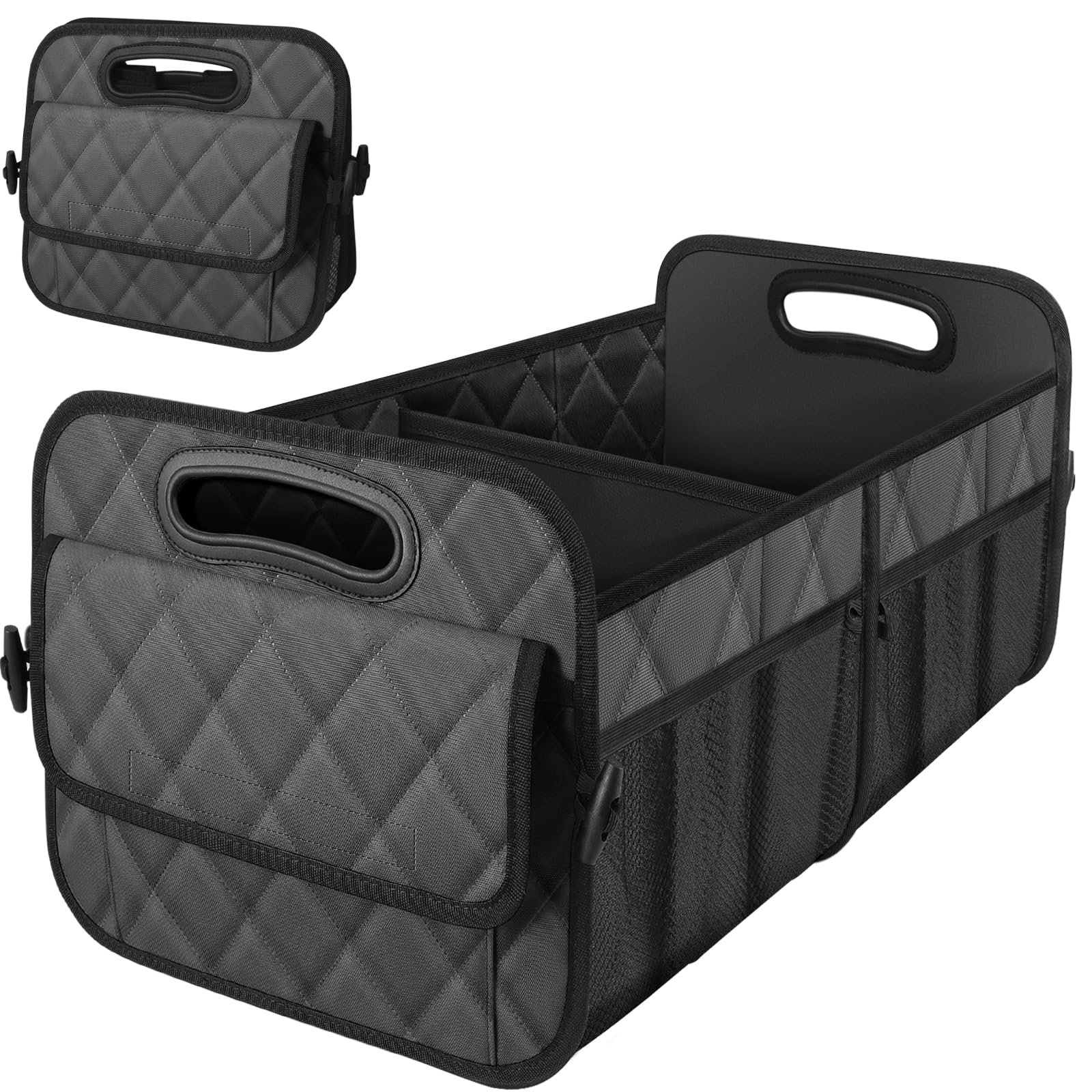 Photo 1 of Deelsk Car Trunk Organizer and Storage - 6 Big Pockets, Waterproof Polyester Trunk Organizer for SUV/Minivan/Truck - Large, Charcoal