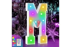 ZEELY 4FT Colorful Marquee Light Up Letter M, Large Marry Me Light Up Letters Sign, Baby Letters for Baby Shower, Name Letters for Wedding Party Decoration, Cardboard Letters, 18 Color Modes with Remote