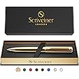 Scriveiner Gold Ballpoint Pen - Stunning Luxury Pen, Real Gold Plating, Schmidt Black Refill, Best Ball Pen Gift Set for Men & Women, Professional Executive Office, Nice Fancy Designer Pens