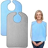 CXWPDD 2 Pack Adult Bibs for Men and Women Terry Cloth for Eating Super Absorbent and Washable Adjustable Bib for Elderly Clo
