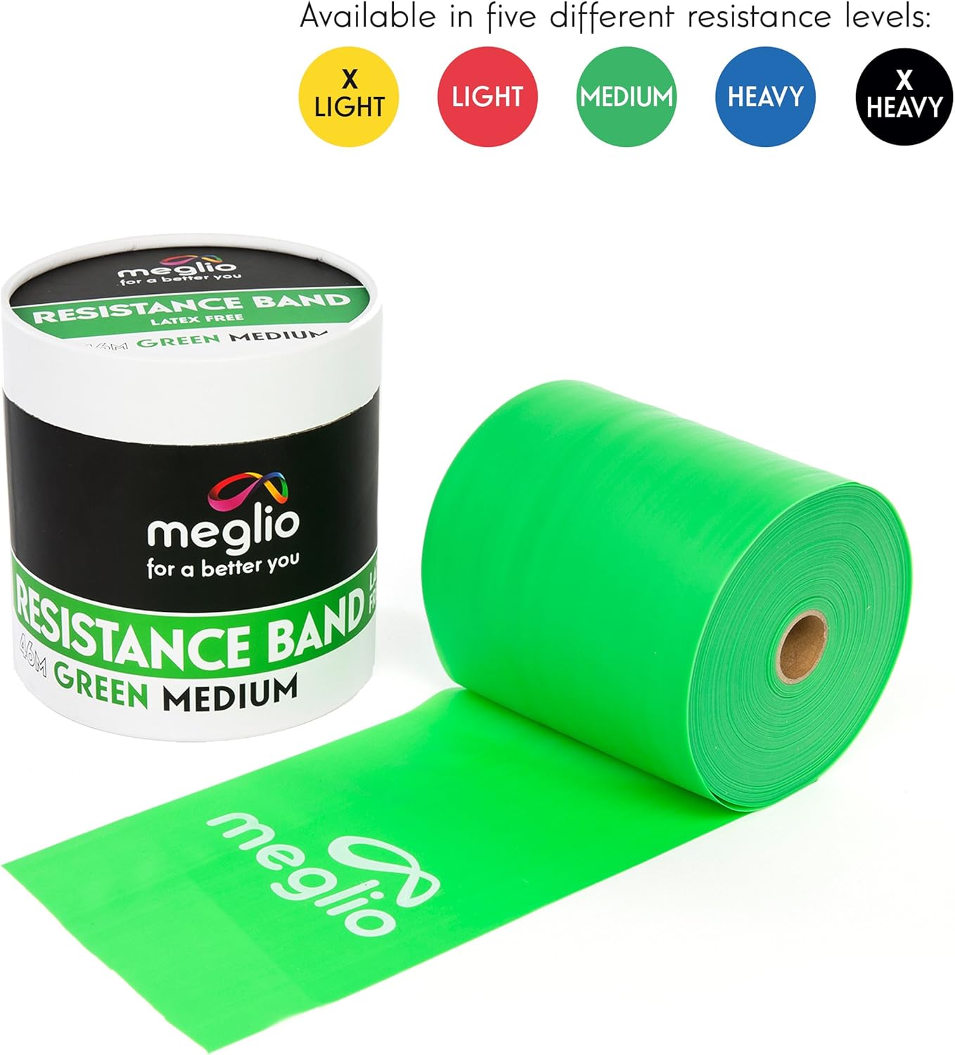 Meglio Resistance Band Latex Free 46 Metre Roll for Fitness workouts