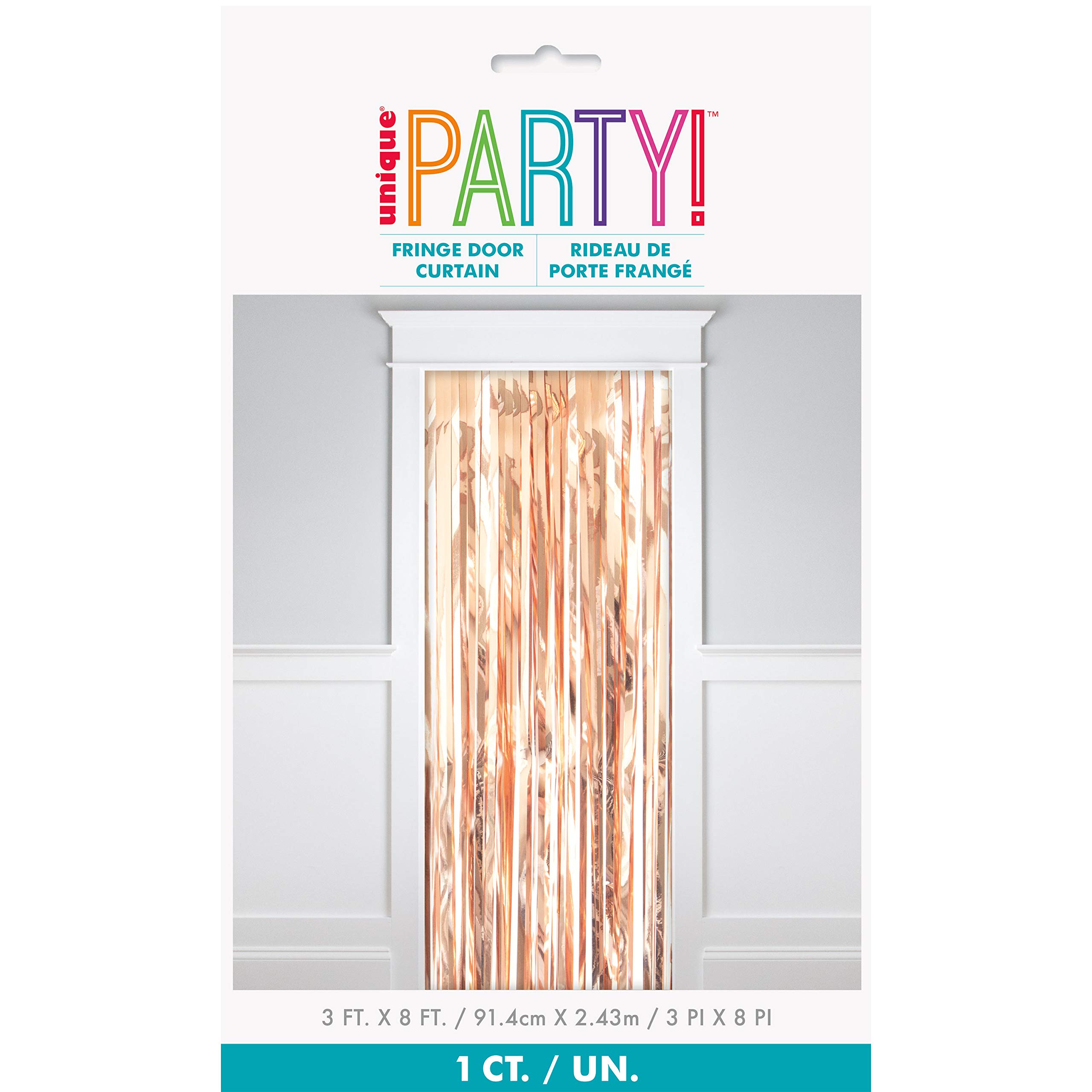 Rose Gold Fringe Door Curtain (91cmx243cm) - Enchanting Foil Tassel Decor - Dazzling Entryway or Party Backdrop - 1 Pc