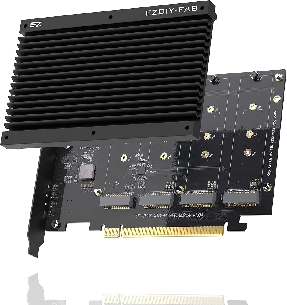 EZDIY-FAB Quad M.2 PCIe 4.0/3.0 Expansion Card w/ Heatsink RAID-on-CPU VROC