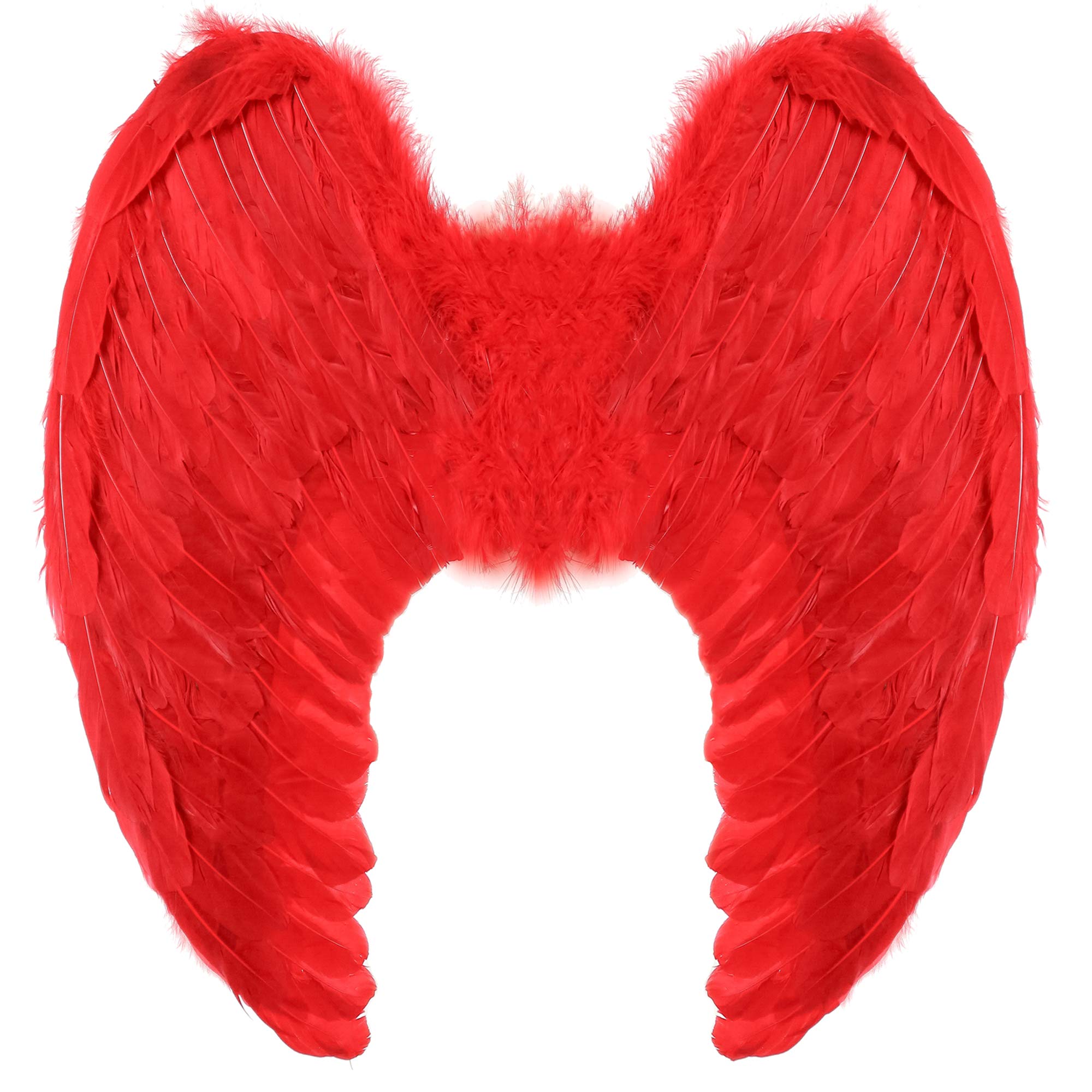 Yummy Bee Angel Wings Costume – Large 60x40cm Feather Wings – Black, White, Red – Fancy Dress Halloween Costumes Adult Women Accessory Fairy Devil Angel Demon (Red)