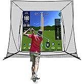 MOXOW 10 x 8 ft Golf Cage Practice Hitting Net with HD Simulator Screen - High-Impact Screen and Safety Structure Design for Indoor & Outdoor Golf Training