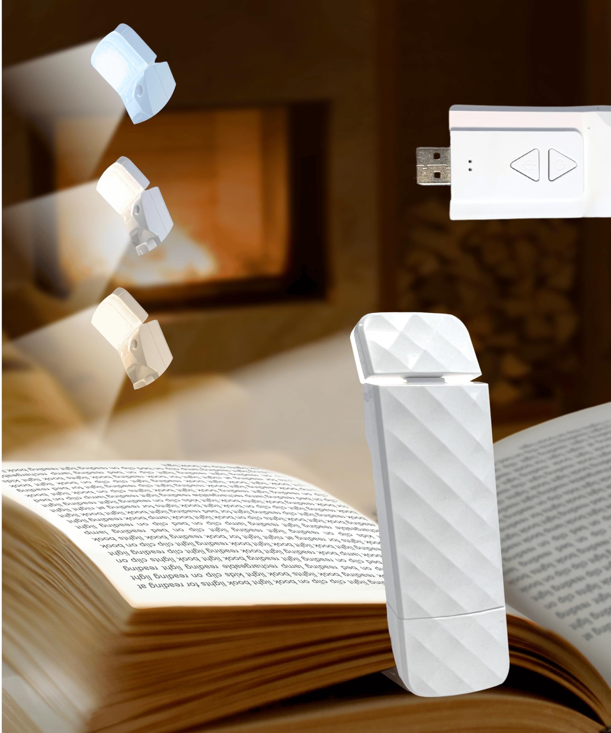 Runesol White Book Light Clip On, 5 LED Rechargeable Reading Light, 3 Eye Protecting Modes for Reading at Night and Books in Bed, USB 80 Hours Charge Portable Clip on Lights, Book Lover Gifts