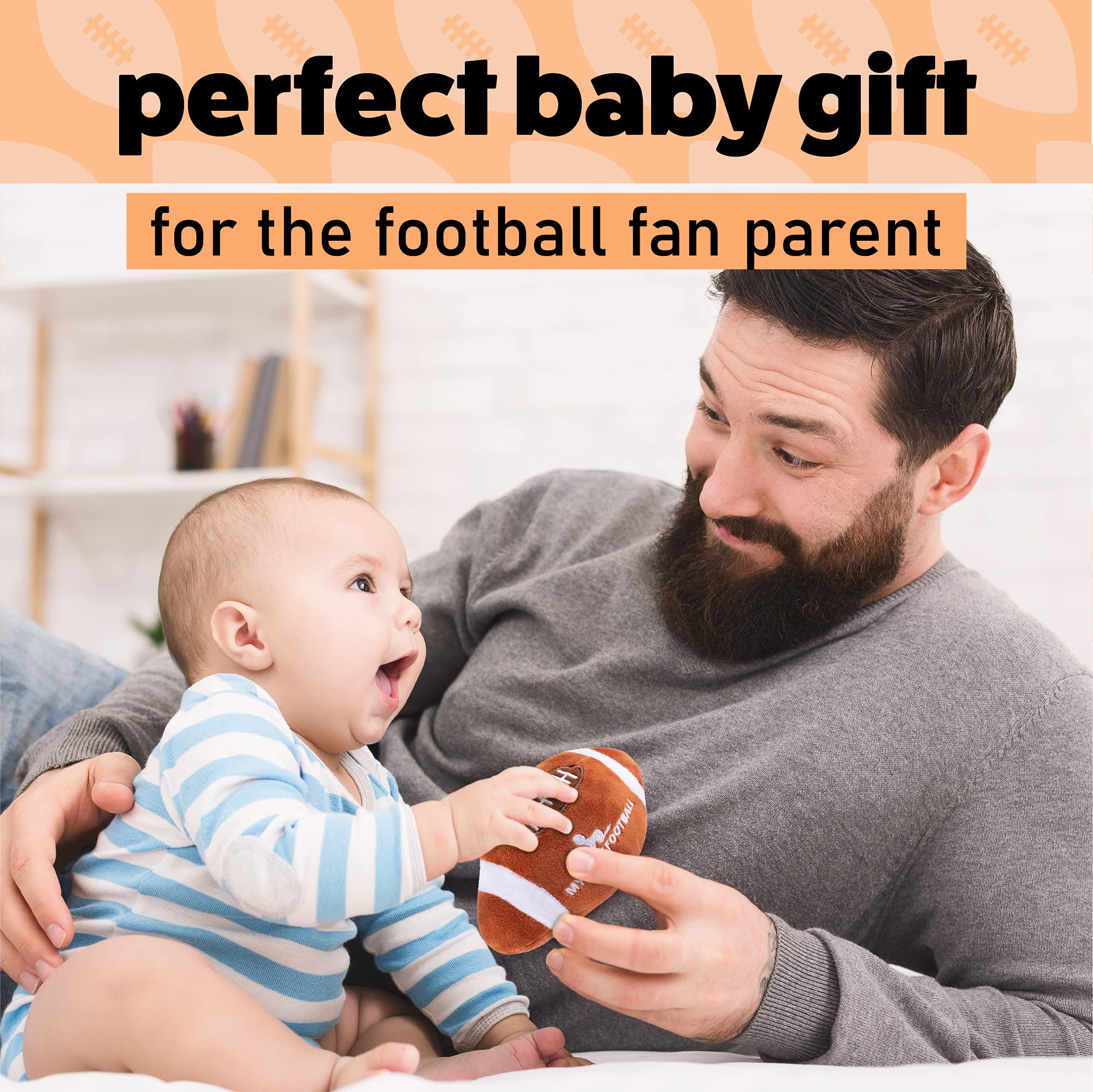 Plush Baby Football Rattle | Baby Football Toy | Learning Content | Great Gift for Baby and Toddler Girls or Boys | 0-36 Months