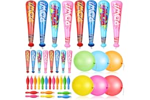 Seematn 32 Pcs Pow Inflatable Baseball Bats and Punch Balloons 18 Inch Inflatable Bat Toy Carnival Prizes Goodie Bag Stuffers for Boys Birthday Games Party Favors
