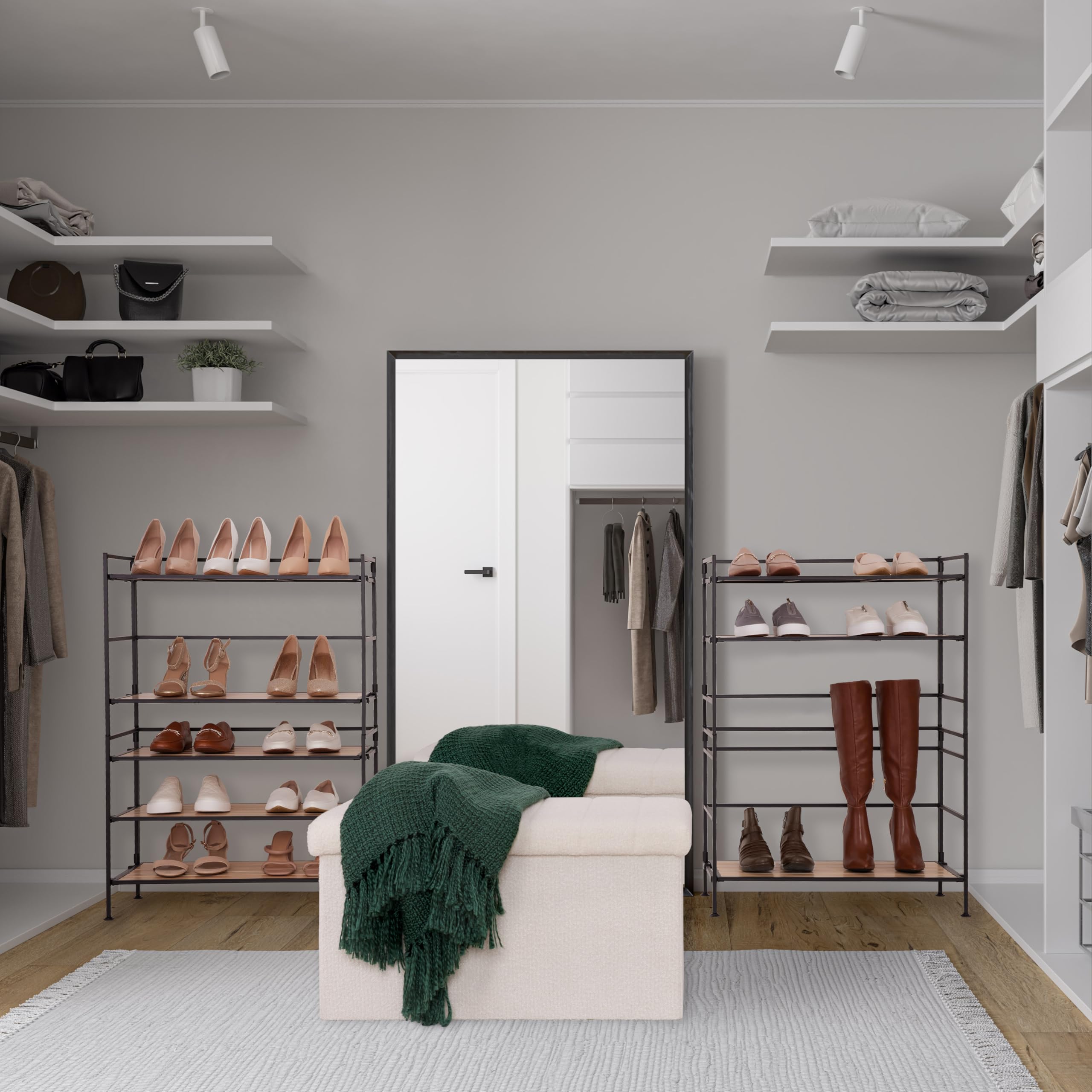 Seville Classics Cushioned Fabric Ottoman Hidden Storage Chest Footrest Chair, Padded Seat for Bedroom, Dorm, Loft, Living Room, Entryway, Hallway, White Boucle, 30" Bench - Image 4