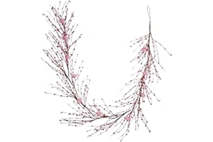 J'FLORU Valentines Day Decorations 4.5FT Valentine’s Day Garland Red Pink White Berry Garlands with Pink Hearts for Valentine Wedding Party Decor(Pink)