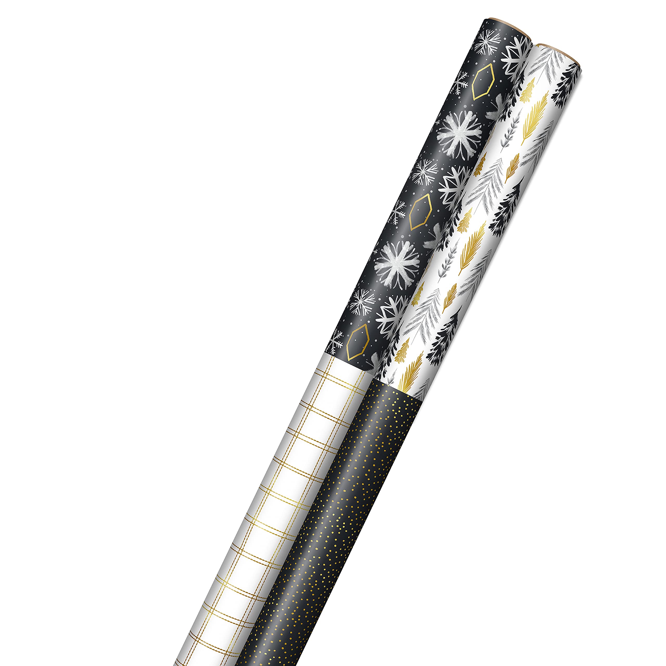 Hallmark Christmas Wrapping Paper Jumbo Rolls with Cut Lines on Reverse (2 Rolls, 4 Designs: 160 Sq.