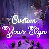Custom Neon Signs for Wall Decor, Large Personalized Neon Siqn with Dimmer Customized Light Up Siqn Birthday Christmas Wedding Gift Bar Party Bedroom Customizable Neon Logo Name Light