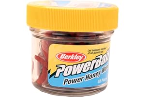 Berkley EBPHWR PowerBait Power Honey Worm Fishing Bait Red, 1-Inch, 55 per