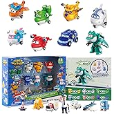 Super Wings 15-Pack Transforming Toys 2 inch Airplane Robot Mini Action Figures with Real Mobile Wheels for Kids 3 4 5 6 7 8+ Birthday Party Supplies for Preschool Boys and Girls
