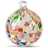 EUSTUMA Hand Blown Glass Witch Ball,Glass Ornament Hanging Garden Gazing Ball Indoor Outdoor Home D&eacute;cor. (1)