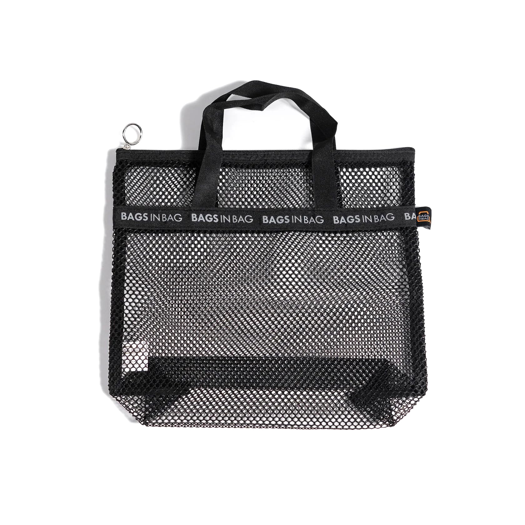 Bags in bag Portable Mesh Shower Bag Quick Dry Toiletry Bath Organizer for Travel Swimming (Black)