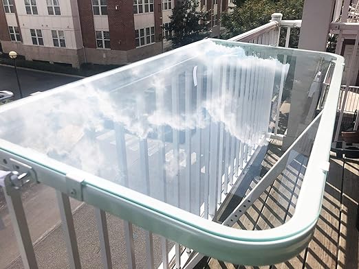 Amazon Com Deckmate Outdoor Heavy Duty Foldable Adjustable Hanging Balcony Railing Table Patio S Decks Balconies Works As Bar Top Side Table Or Dining Table W Simple Bracket System Glass White Kitchen Dining