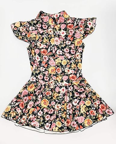 Amazon レオタード 体操服 Wbb 4580bb 花柄 チャイナカラー ノースリーブレオタード フレアスカート レディース 3l ブラック ストレッチ素材 コスプレ 仮装 通販