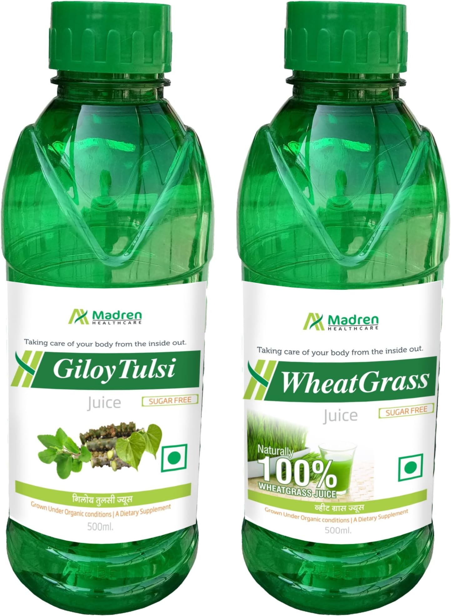 Madren Healthcare Giloy Tulsi & Wheat Grass Juice 500 ml. (Combo Pack)