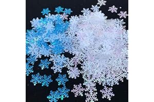 OuMuaMua 1200Pcs Snowflakes Confetti Decorations for Christmas, White and Blue Winter Confetti Snow Party Pack for Wedding Birthday Holiday Party Table Decorations Supplies