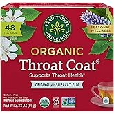 Traditional Medicinals Organic, Throat Coat Tea, Original with Slippery Elm - Supports Throat Health - Kosher, Non-GMO, Caffeine-Free, Compostable - 48 Tea Bags
