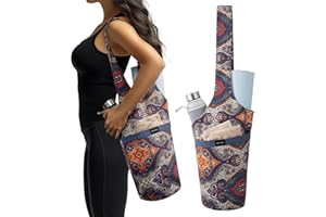 Navaris Yoga Mat Bag - Boho Shoulder Carry Bag with Three Pockets - Storage for Pilates Mats - Lightweight, Durable and Folda