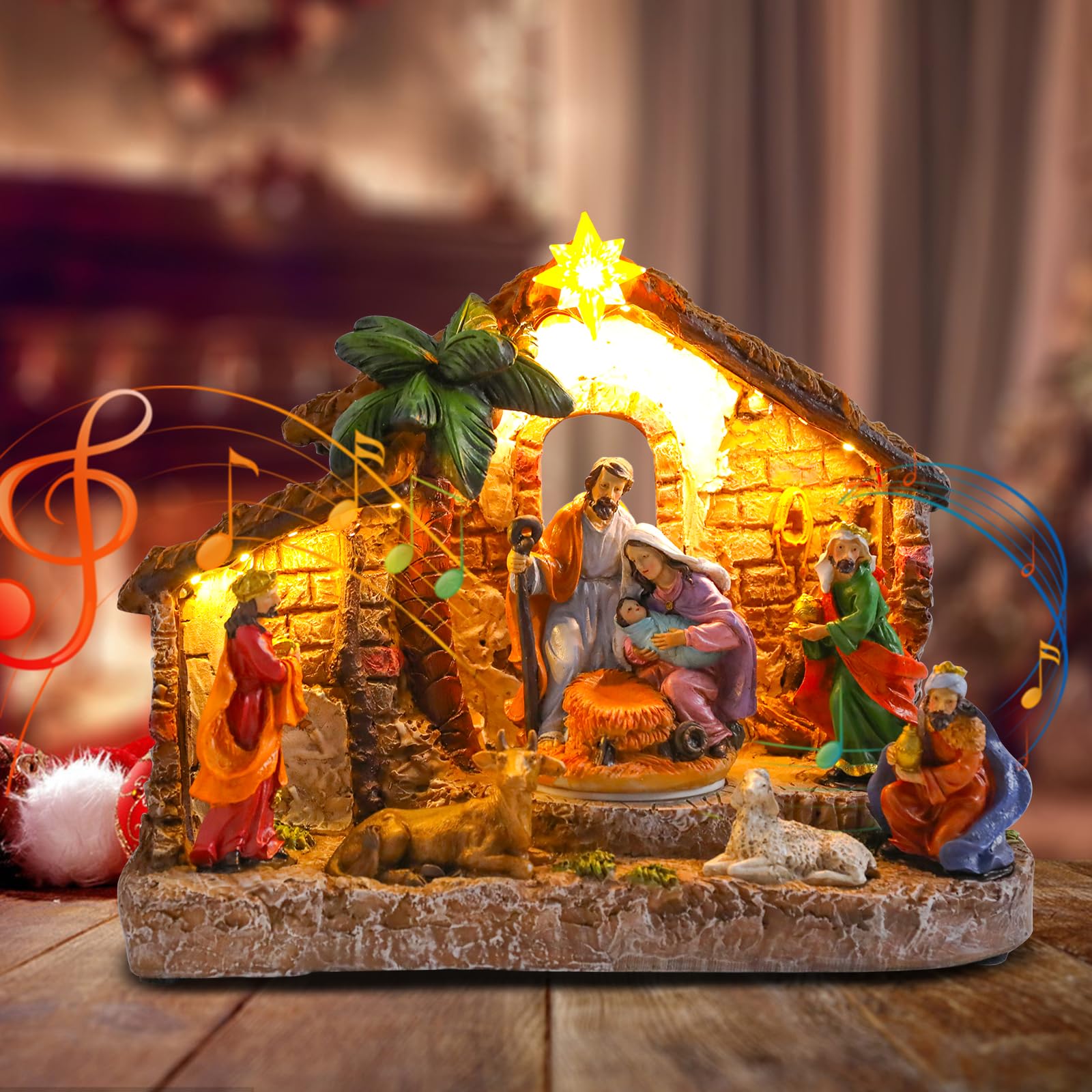 Photo 1 of WONDER GARDEN Christmas Village Houses-Christmas Houses Village - Colorful Music Ice Lake Christmas Villages Figurine with Christmas Tree, Skater, Bridge and Led Lights for Home Decor or Gift