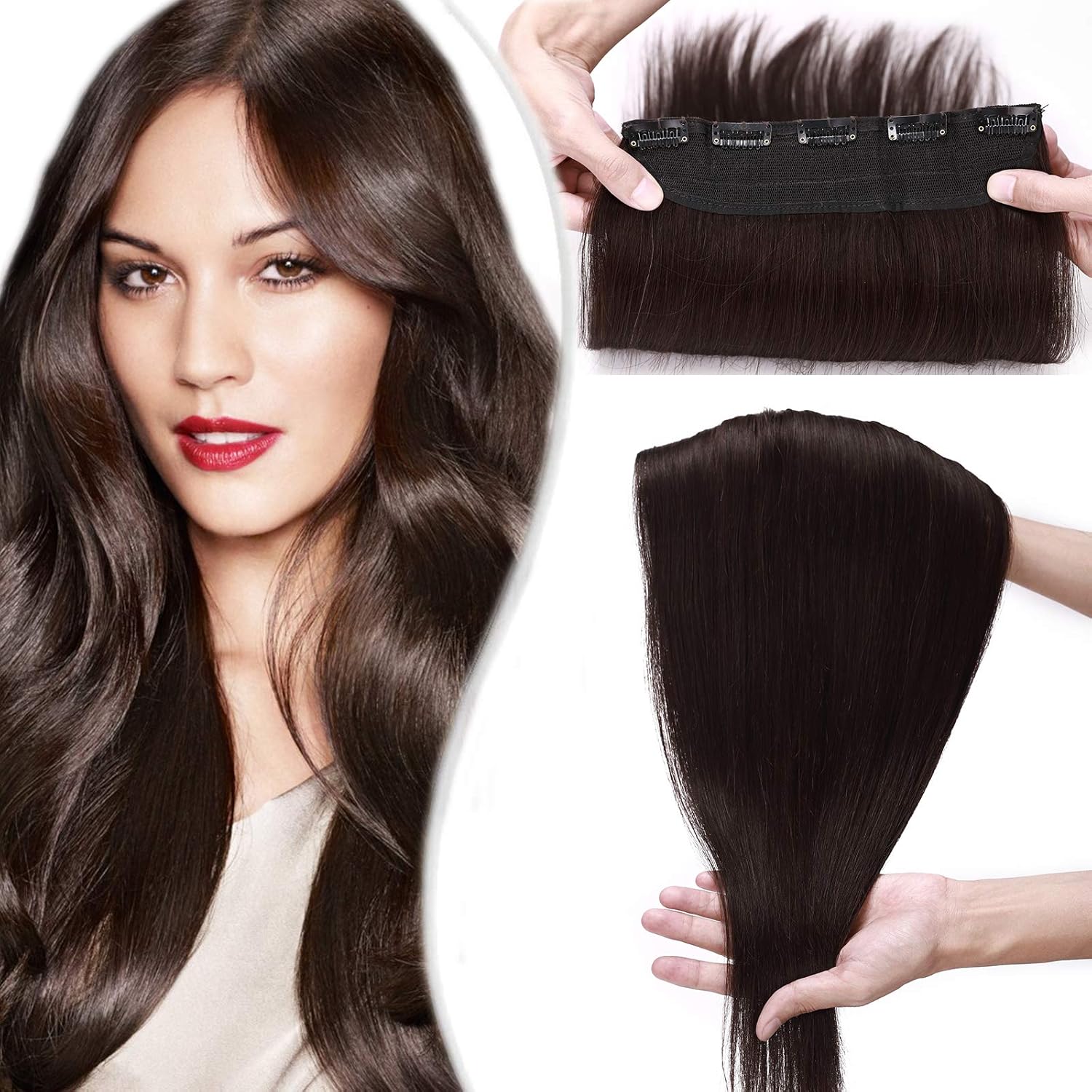 14 inch SEGO Clip in Hair Extension Human Hair One Piece THICK [2 Dark