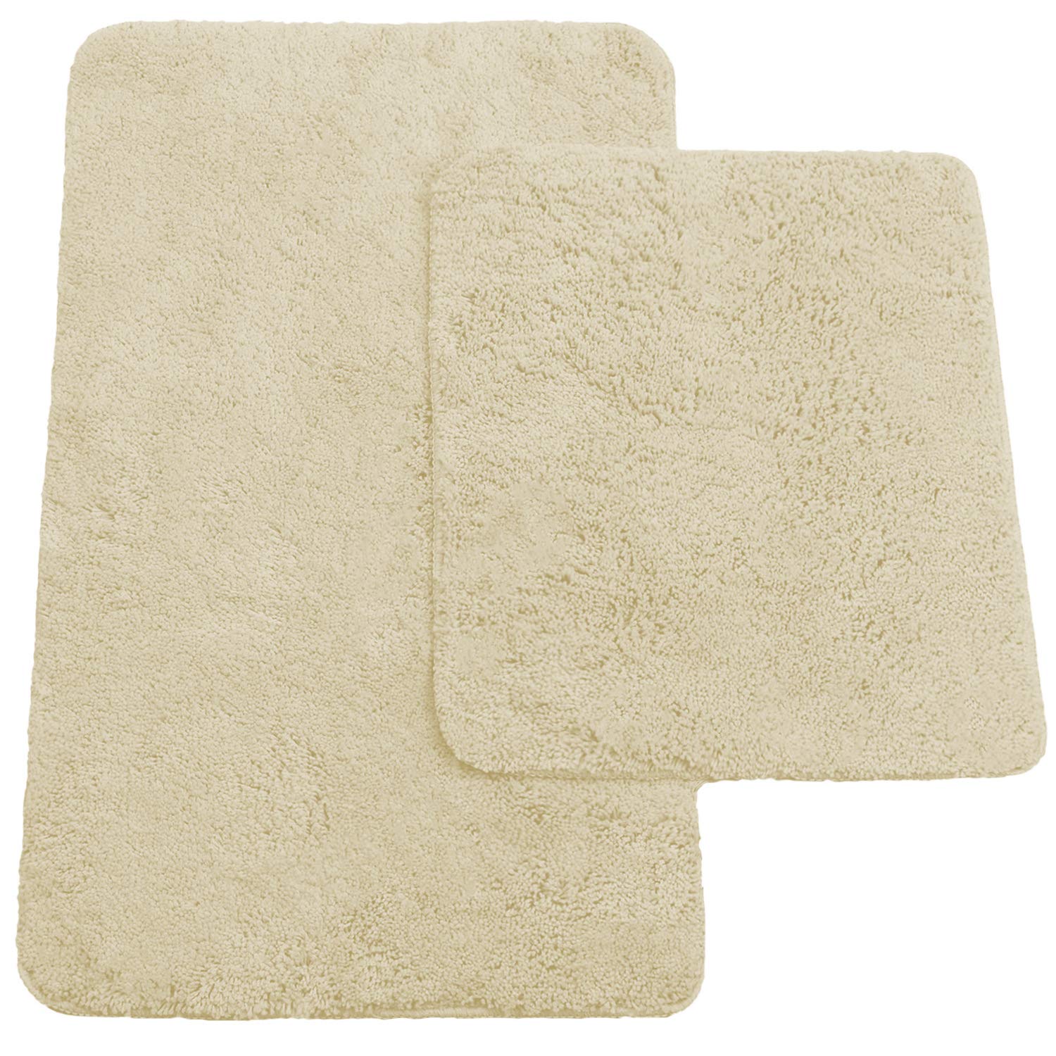 Brandsseller - 2-Piece Non-slip Bath Mat Set - Bathroom Rug (20" x 31") and Pedestal Mat (18" x 20") - Beige
