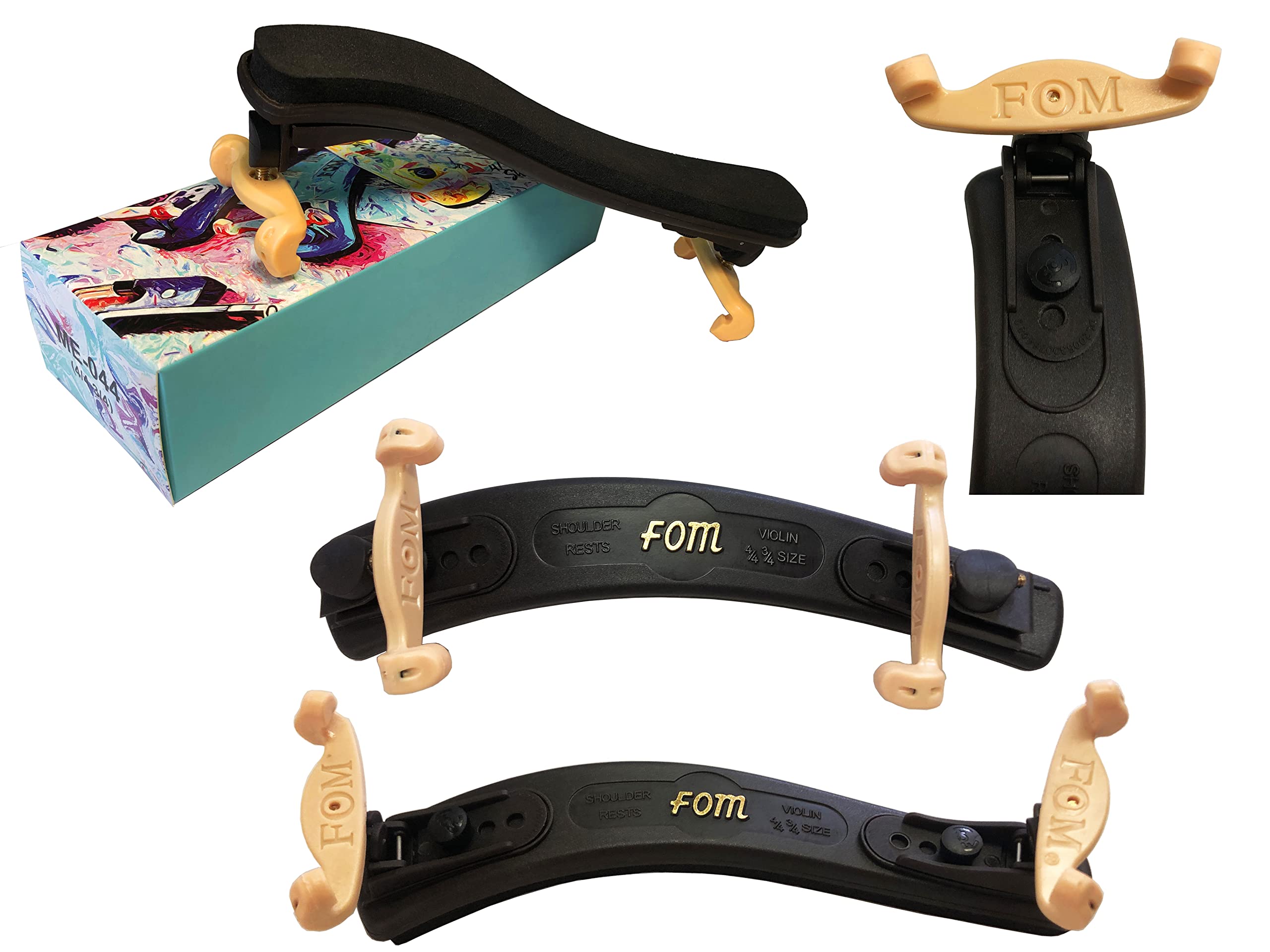 Violin Shoulder Rest mezzo-forte FOM Size 3/4 + 4/4 - Adjustable, Ergonomic, Stable