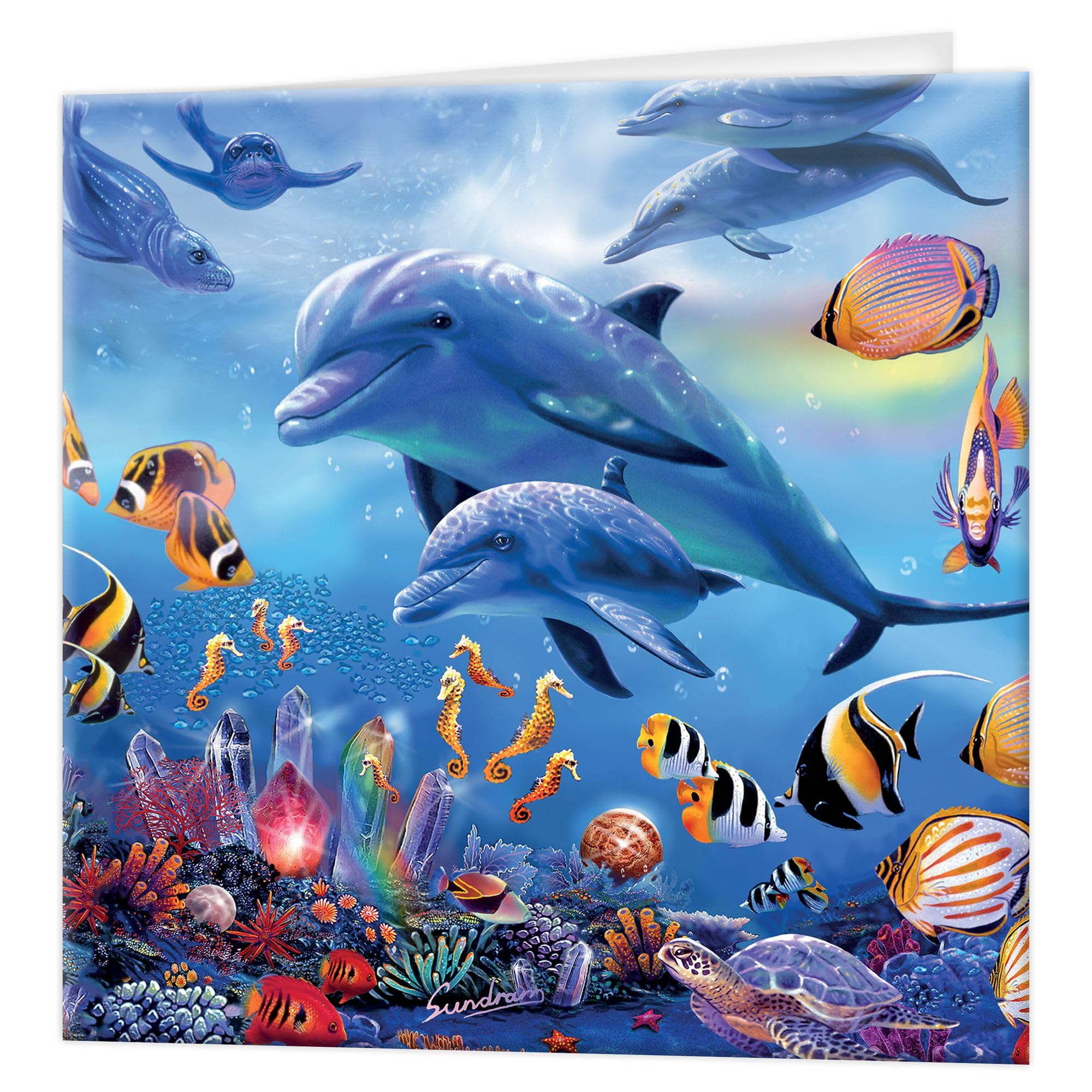 3D LiveLife Greeting Card - Seahorse Kingdom from Deluxebase. Lenticular 3D Blank Greeting Cards with Envelopes. Ocean All Occasion Greeting Cards featuring Original Artwork by Steve Sundram.