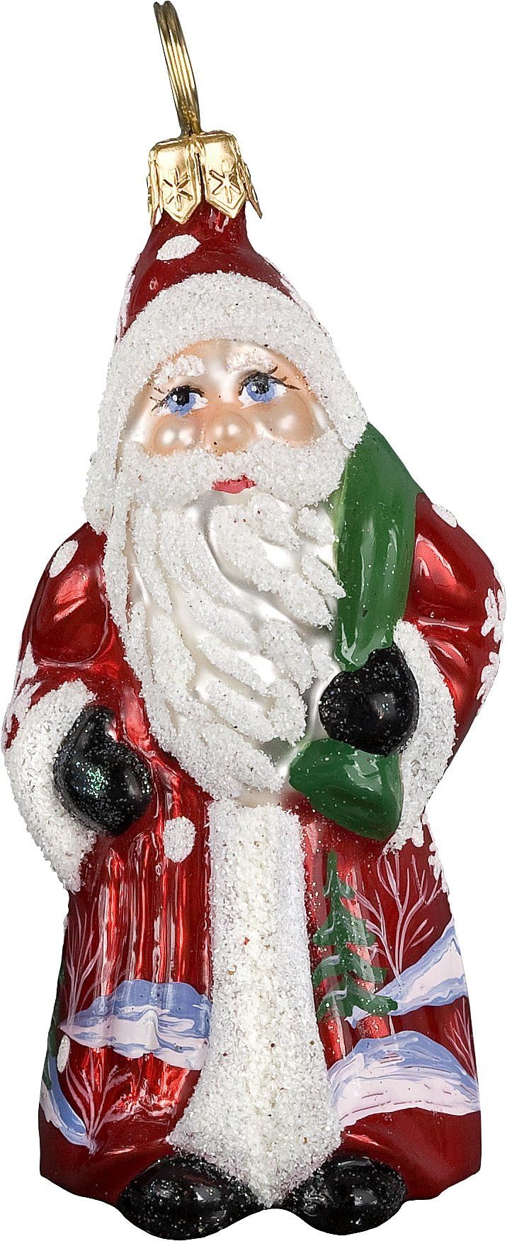 Ino Schaller Blown Glass Mini Red Snowflake Santa Ornament by Joy To The World Collectibles