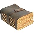 LEATHER VILLAGE Leather Journal - 288 Vintage Deckle Paper of 200 GSM (A5) 8X6 inches - Thick Leather Bound Journal - Antique Deckle Edge Paper – Book of Shadows Journal Blank