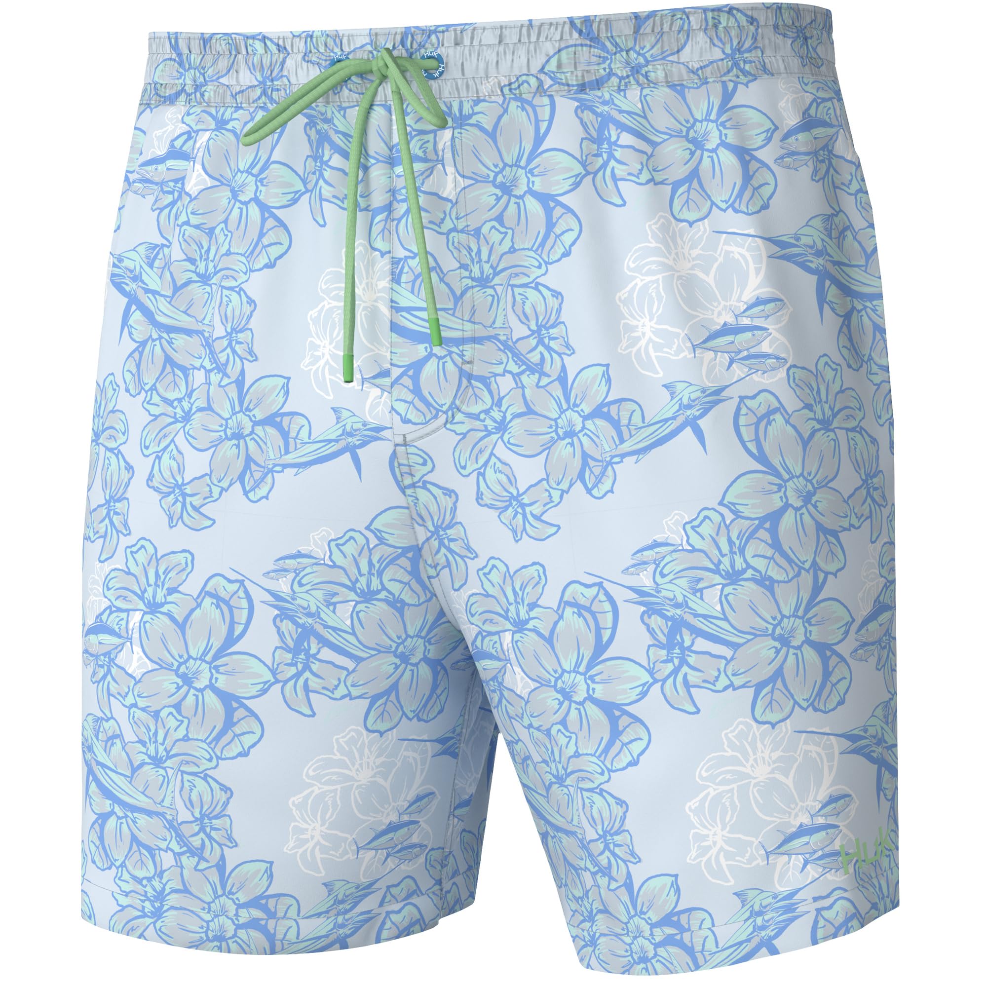 HUK Men’s Standard KC Scott Patterned Volley Shorts, Performance Fishing Boardshorts, Desert Rose-Ice Water