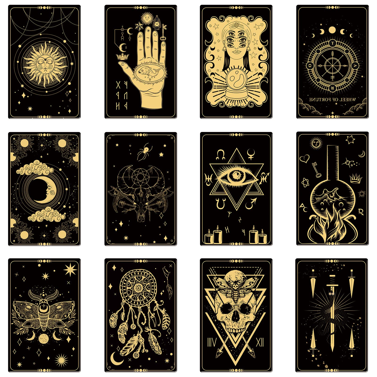 Photo 1 of 48 Pieces Tarot Magnetic Bookmarks Bulk Black Metal Aesthetic Page Markers Assorted Party Favor Journal Paper Bookmarks for Women School Students Teachers Friend Club Gift