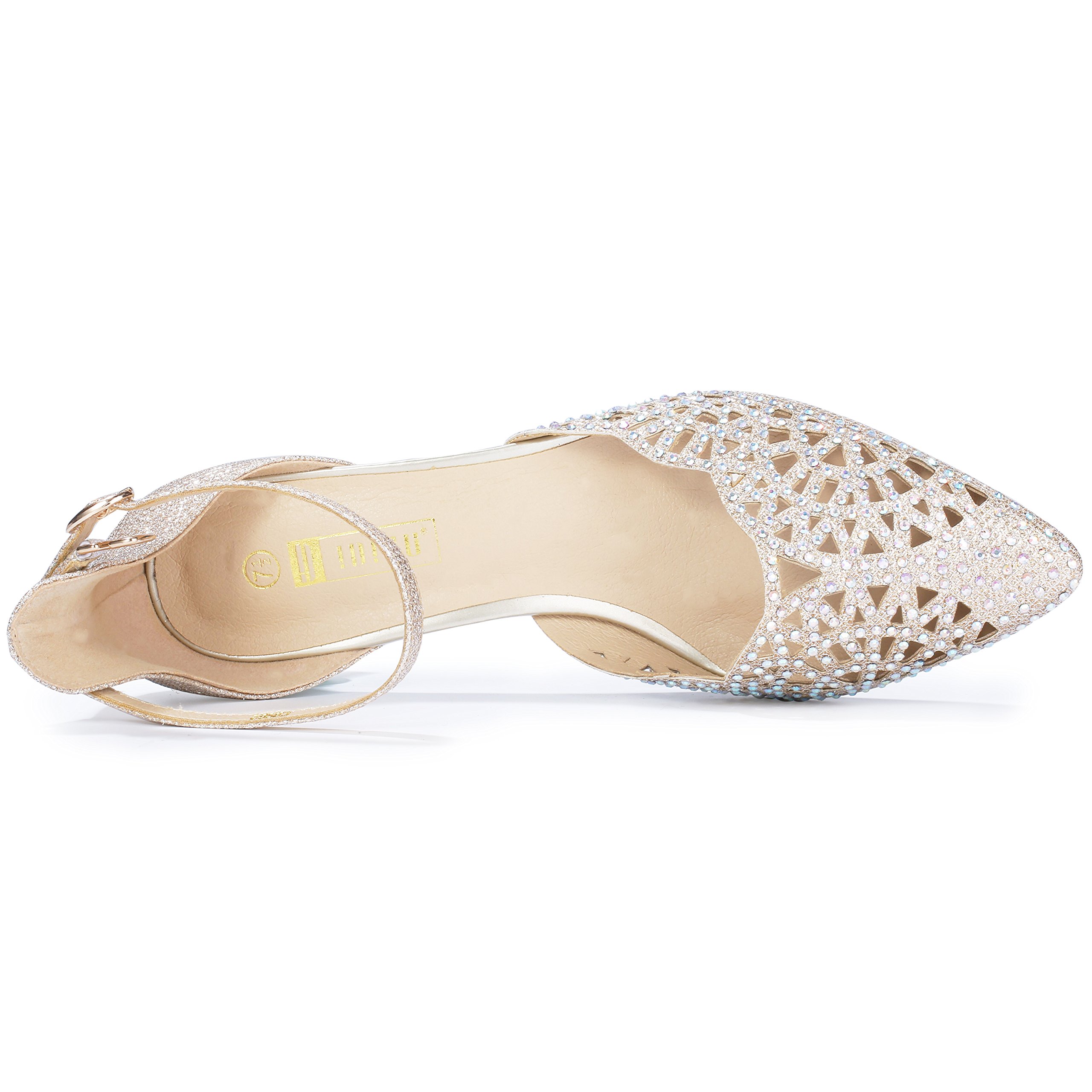 IDIFU Women's IN2 Candice Wedding Rhinestones Sequins Low Kitten Heels Pumps Dress Evening Shoes for Women Bridal Bride - Image 6
