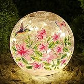Elegant Birds and Butterflies Glass Table Lamp with Timer (6 Hour ON, 18 Hour Off) - Battery Powered Soft LED Night Light - Kids Lamp, Home Decor Accent