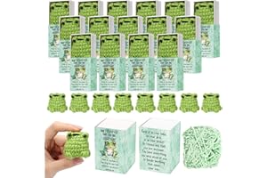 Wettarn 36 Sets Christmas Frog Pocket Hug Token Gifts Bulk Crocheted Frog with Box Encourage Positive Greeting Gifts for Xmas Women Friend Employees Staff Office