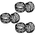 Kaizen Casa Handmade Decorations Black Napkin Rings Set of 6 Metal Mesh for Weddings Dinner Parties or Every Day Use (Black, 6)