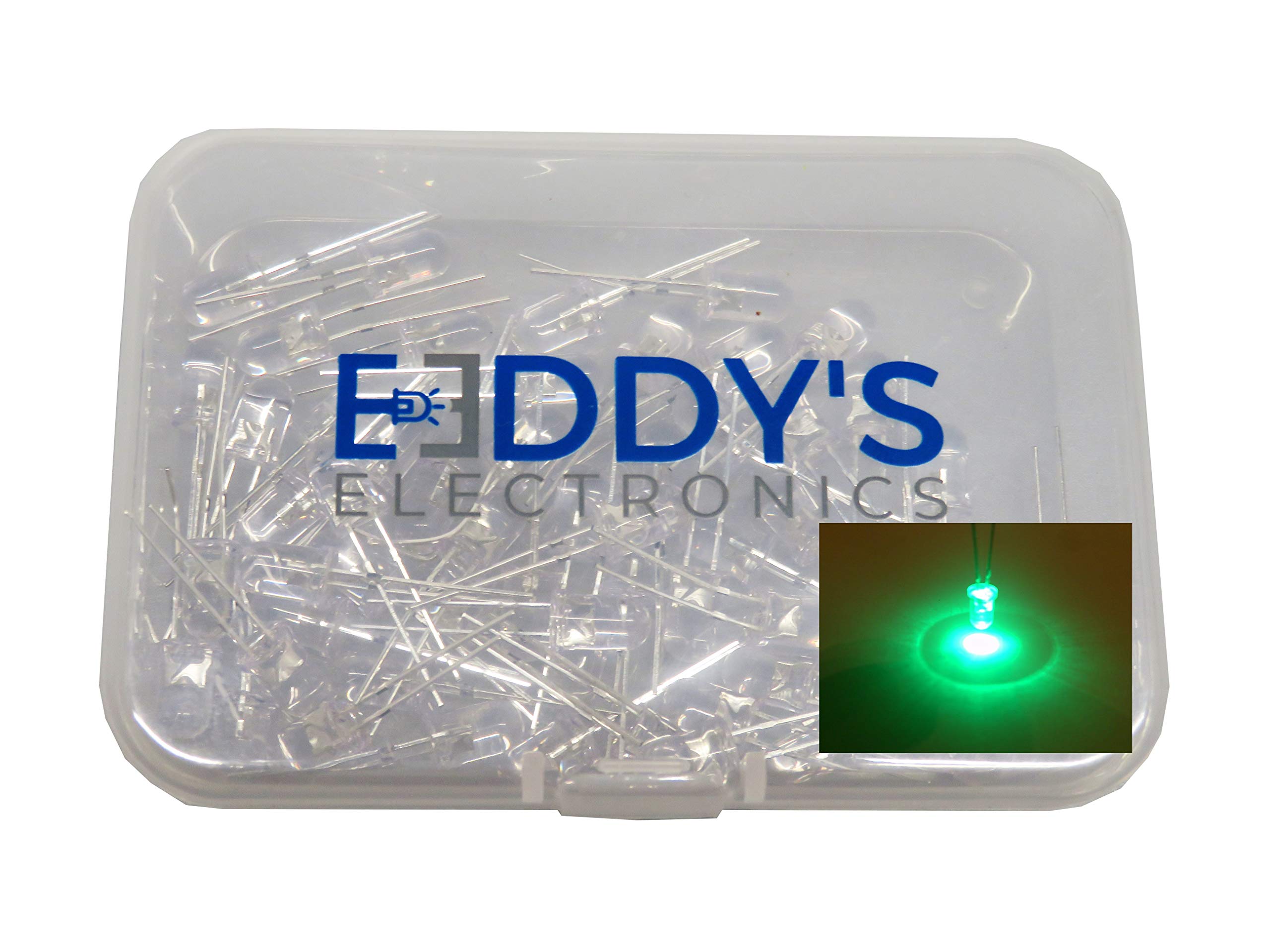 3v Clear Ultra Bright 3mm 5mm Round Water Clear LEDs Light Emitting Diode (Green, 5mm - 100 Pieces)