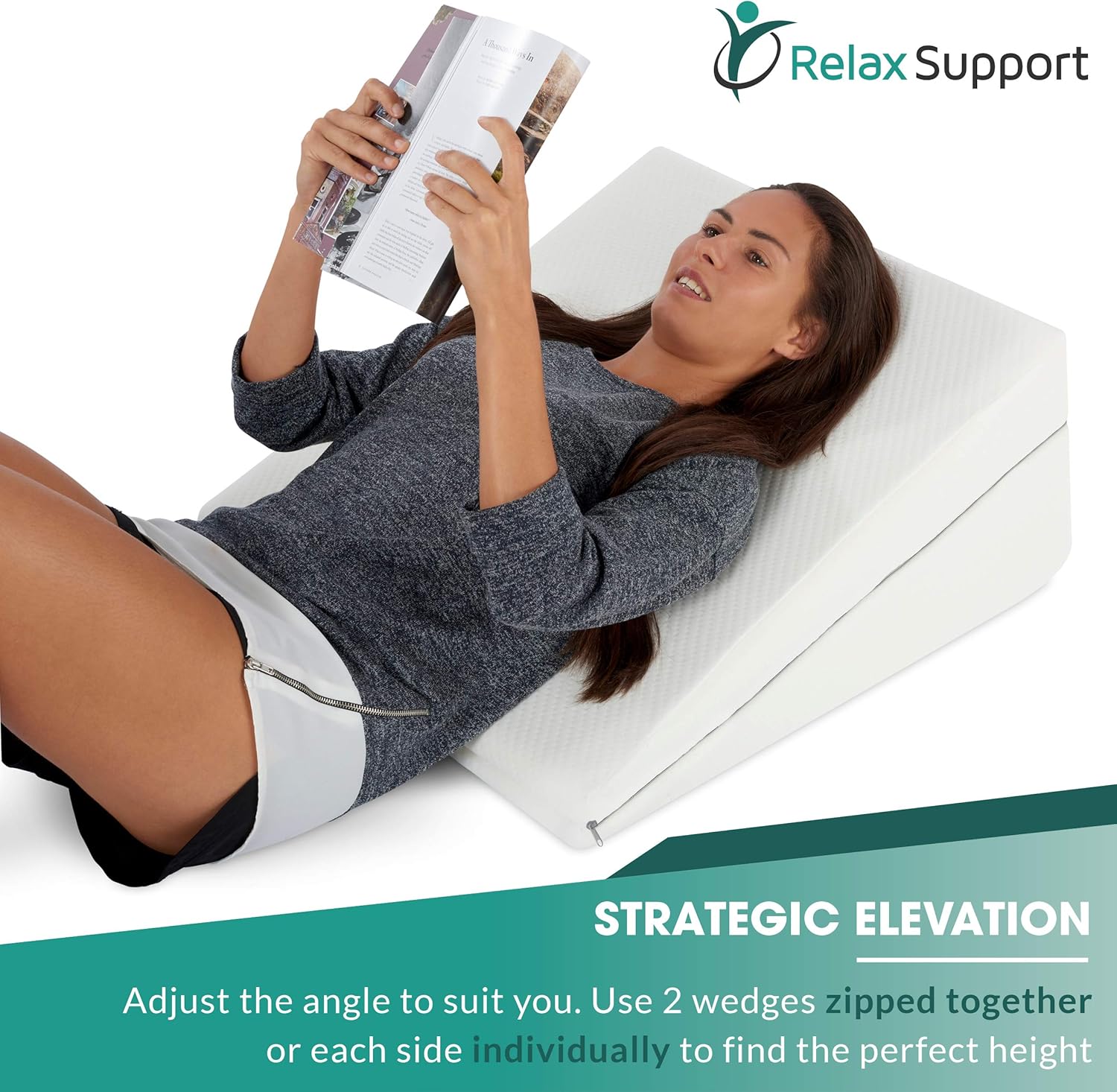 Back Support Pillow - Wedge Pillow RS10 by Relax Support - Neck and Lumbar Pain Relief Only Wedge Pillow w/Strategic Elevation 3-in-1 Technology to Give You The Angle of Support You Need: Health & Personal Care