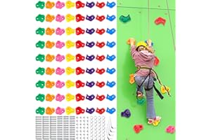 Meooeck 72 Pcs Kids Rock Wall Climbing Holds Set Colorful Grips with Mounting Screws and Hardware for DIY Indoor Outdoor Backyard Playground Play Set Christmas Birthday Gift(Classic Color)