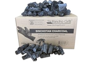 The Bincho Grill Binchotan Charcoal for Japanese BBQ. Natural Hardwood High-Grade for Yakitori and All Types of Charcoal Grills. (22 lbs / 10 kg)