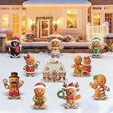 10 Pcs Christmas Gingerbread Man Yard Signs with Stakes 3D Gingerbread Christmas Decorations Xmas Yard Signs with Stakes Outdoor Lawn Decor Holiday Garden Signs for Lawn Pathway Outside Decor