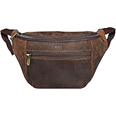 Leather Waist Pack for Men & Women - Full Grain Leather Fanny Bag, Adjustable Sling Purse & Chest Belt Bag - Multifunction Hip Bum Bag, Travel Pouch for Hiking Running & Cycling